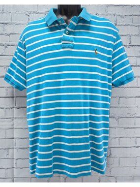Polo Ralph Lauren Blue & White Striped Polo Shirt XXL Classic Fit